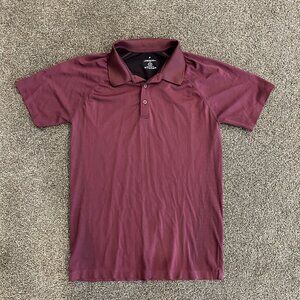 Fabletics Training Day Polo Shirt Short Sleeve Maroon Mens Size LARGE